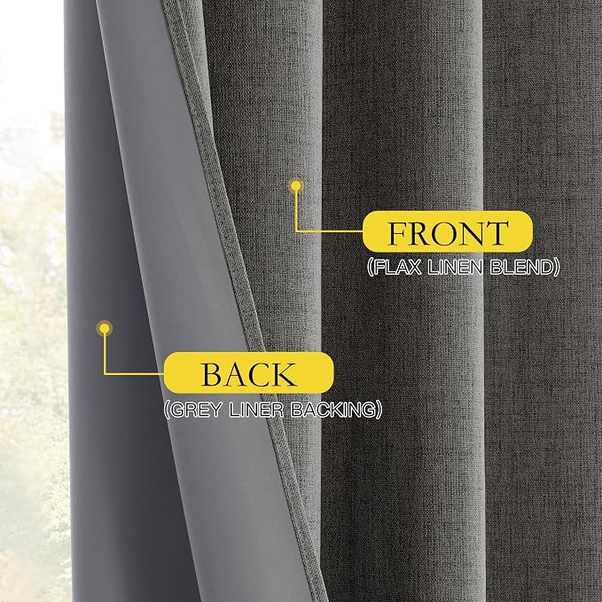 NICETOWN 100% Blackout Grizzle Gray Curtains 90 inches Long - Image 8