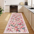 DUKINO 2x10 Runner Rug, Floral Washable Kitchen Runner Rug Non Slip, Low Pile - Image 5