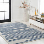 JONATHAN Y Khalil Modern Berber Stripe Cream/Navy Indoor Area Rug, Contemporary - Image 5