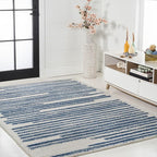 JONATHAN Y Khalil Modern Berber Stripe Cream/Navy Indoor Area Rug, Contemporary - Image 5