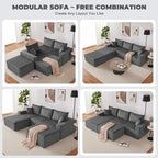 Weture 108” Modular Sectional Couches, Modern Modular U-Shape Sofa - Image 3