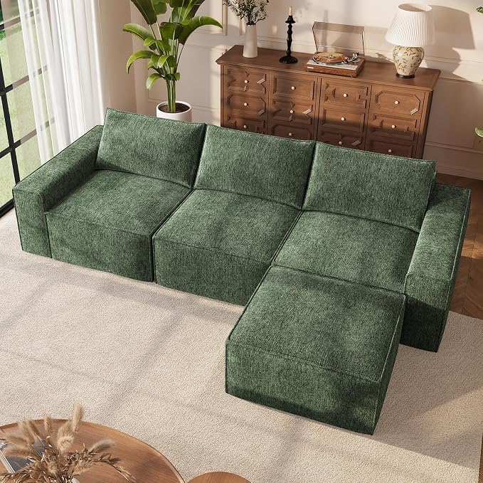 Vesgantti 114" Modular Boneless Couch, Modern 3 Seater Sectional Sofa by Vesgantti