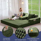 MAXYOYO Loveseat Sofa Bed, Striped Faux Fur Foldable Floor Sofa Couch in A Box - Image 4