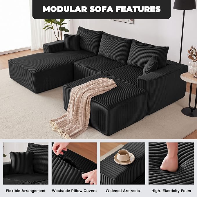 Weture 108” Modular Sectional Couches, Modern Modular U-Shape Sofa - Image 6