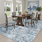 Soalmost Abstract Area Rug 6x9 for Living Room Washable Rugs Blue/Grey | - Image 4
