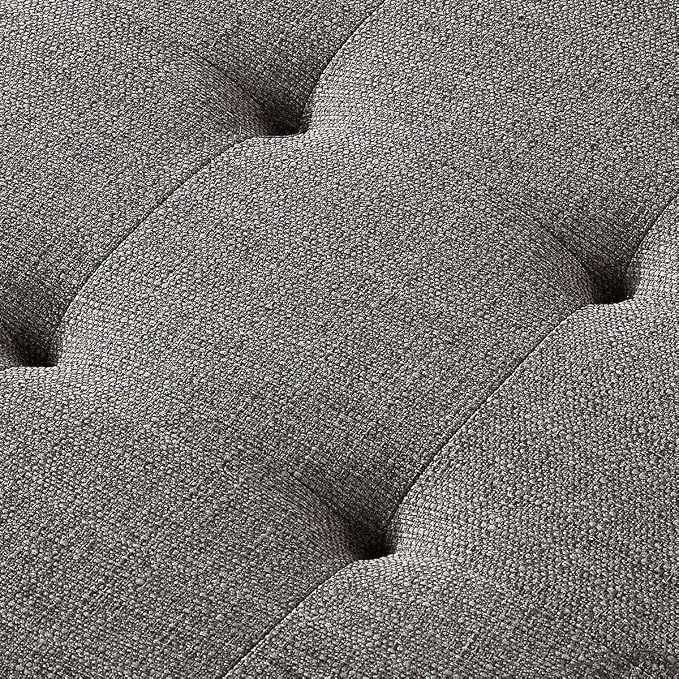 24KF Large Rectangular Upholstered Tufted Linen Fabric Ottoman Bench, Padded - Image 8