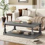 Merax Vintage Coffee Table Featuring Artistic Vase Column Legs and Luxurious by Merax