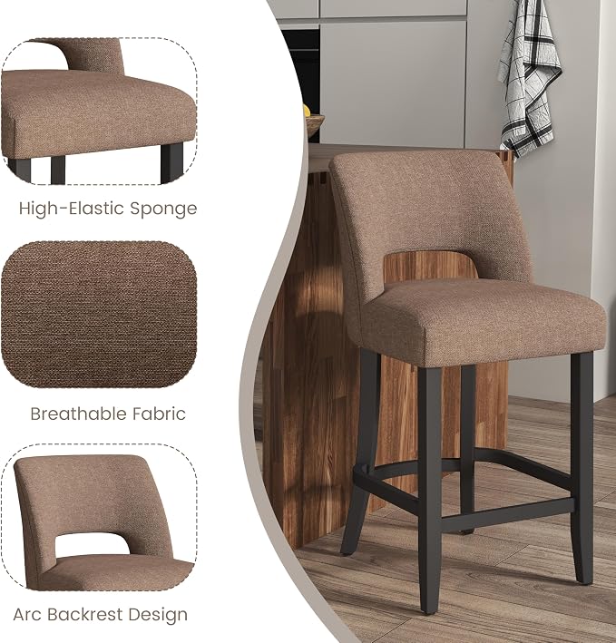 VKNOW Bar Stools Set of 2, Modern Counter Stools - Image 7