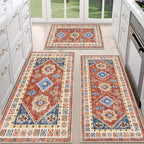HEBE Boho Kitchen Rugs Set of 3, Non Slip Washable Kitchen Mats by HEBE