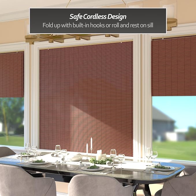 Red Lantern Bamboo Cordless Window Shade - Image 3