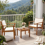 Flamaker Patio Chairs 3 Piece Acacia Wood Patio Furniture by Flamaker