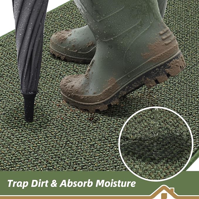 BEQHAUSE Dirt Trapper Door Mat 17" x 30" Half Circle Non Slip Rugs, Absorbent - Image 3