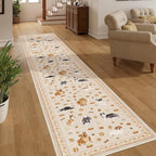 DUKINO 2x10 Kitchen Runner Rug, Washable Dog Rug Soft Non Slip Beige Yellow | by DUKINO