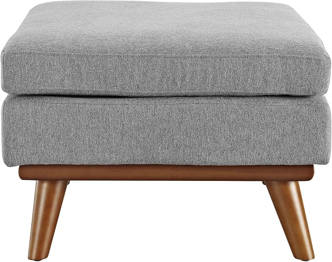 Modway Engage Mid-Century Modern Upholstered Fabric Ottoman in Expectation Gray - Image 5