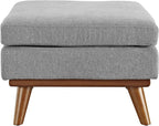 Modway Engage Mid-Century Modern Upholstered Fabric Ottoman in Expectation Gray - Image 5