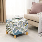 Adeco 18 Inch Linen Storage Ottoman Cube, Upholstered Footstool - Image 3