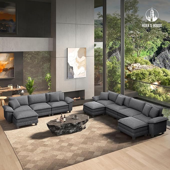 HERA'S HOUSE 124" Modular Sectional Sofa, Oversized U Shaped Couches - Image 9
