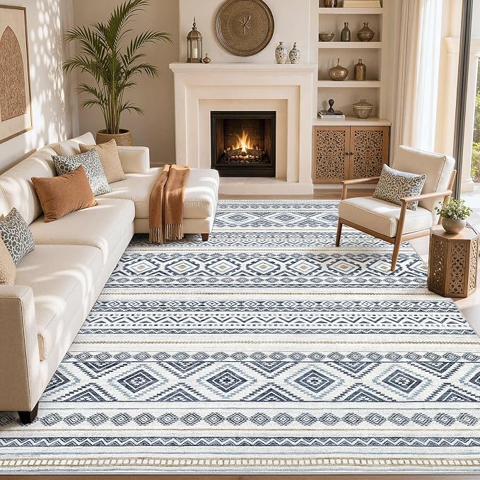 cotiled Boho 10x12 Area Rug for Living Room: Large Moroccan Washable Rug | by COTILED