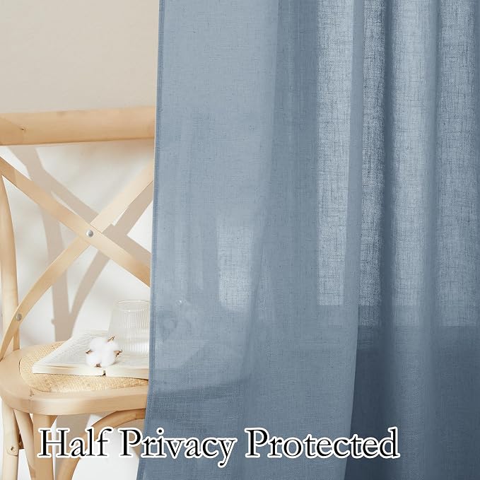 RYB HOME Short Linen Sheer Curtains - Image 4
