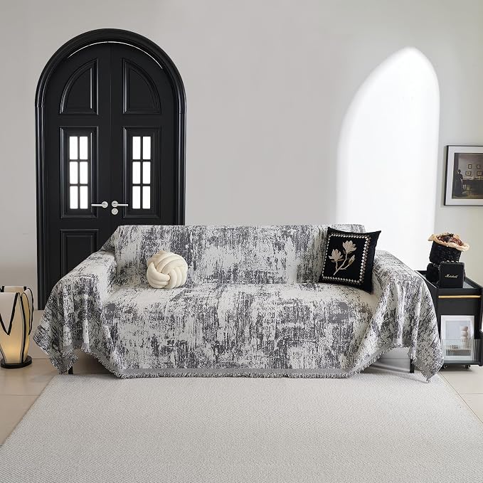 MYSKY HOME Boho Couch Cover for Dogs Washable Deep Grey Abstract Couch Sofa - Image 8