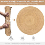 Hausattire Jute Braided Round Area Rug, 8 ft | 100% natural jute, hand woven - Image 9