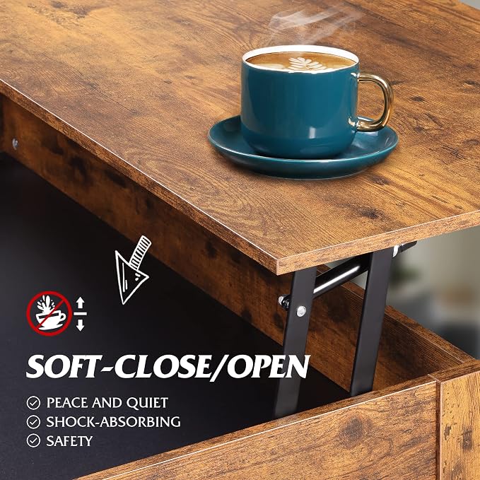WLIVE Lift Top Coffee Table, Hidden Compartment, Wooden Lift Tabletop Center - Image 5