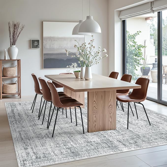 Soalmost 9x12 Area Rugs for Living Room Washable Rug Non-Slip Grey | Large - Image 4