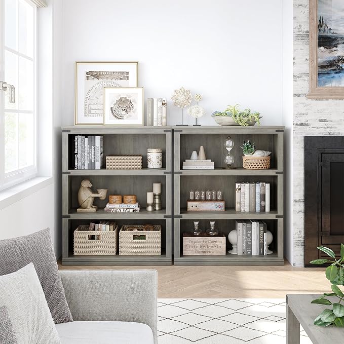 GarveeHome 3 Tier Farmhouse Bookcase, 39.9 in Tall Book Shelf - Image 4