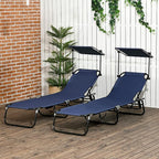 Outsunny Folding Chaise Lounge Pool Lounge Chairs Set of 2, Outdoor Sun Tanning - Image 2