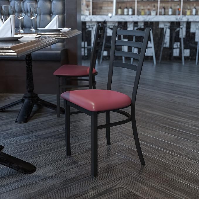Flash Furniture HERCULES Series Black Ladder Back Metal Restaurant Chair - Image 2