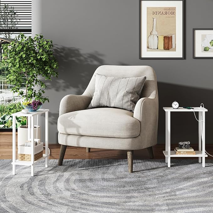 TUTOTAK Small End Table with Charging Station, Narrow Side Table with USB Ports - Image 6