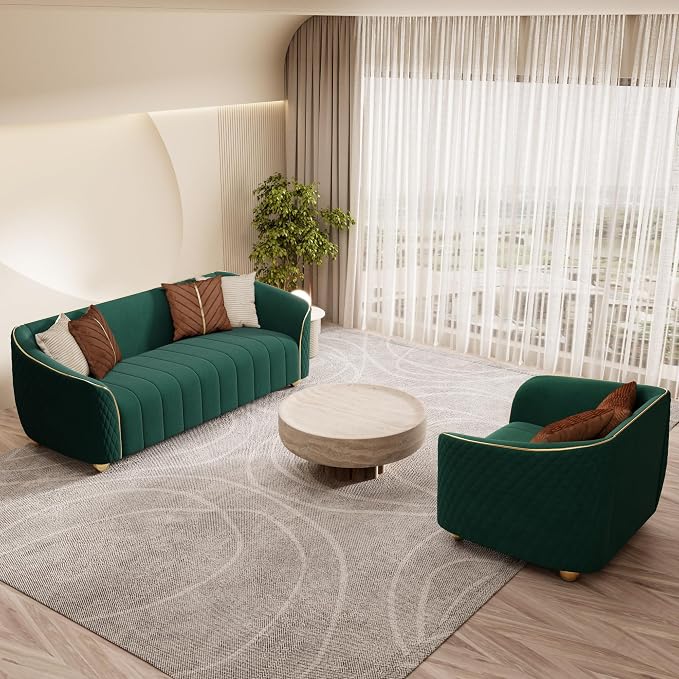 2-Piece Luxury Velvet Sofa Set for Living Room, Elegant Design Couch Set - Image 5