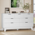 BORNOON 57" Long Dresser for Bedroom, 7-Drawer Fluted Chest, Wide Wood Storage by BORNOON