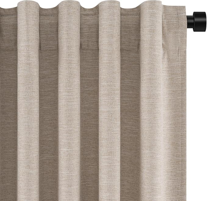 Topfinel 72 Inch Long Black Out Linen Boho Curtains by Topfinel