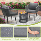 Kromax 3 Pieces Patio Rattan Bistro Conversation Set, Outdoor All-Weather - Image 4