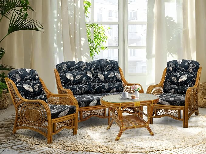 Malibu Lounge Loveseat Sofa Natural Rattan Wicker Handmade Design, Colonial - Image 4