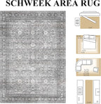 Schweek Grey 6x9 Area Rug Non-Slip Washable Vintage Rugs - Image 2