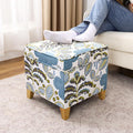 Adeco 18 Inch Linen Storage Ottoman Cube, Upholstered Footstool by Adeco