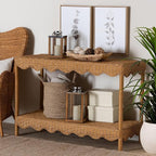 Bali & pari Oteria Bohemian Light Honey Scalloped Rattan Console Table - Image 2