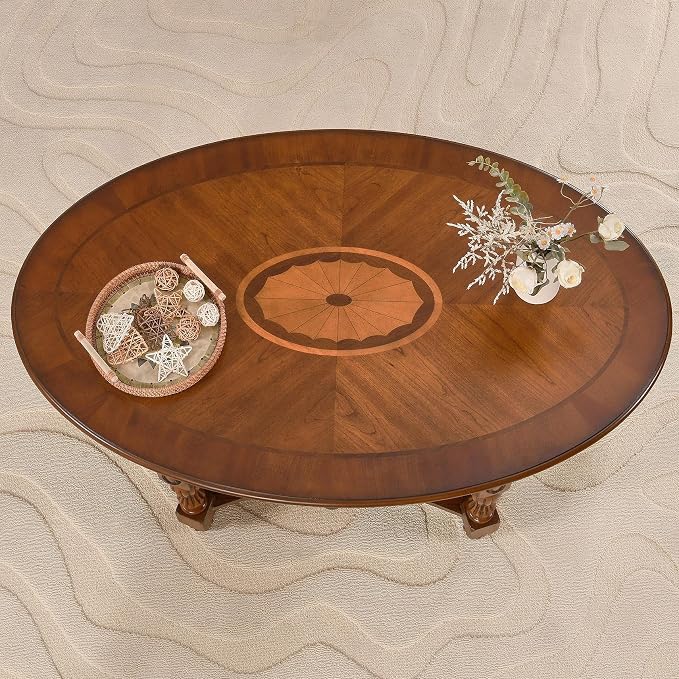 LEEMTORIG Oval Coffee Table for Living Room, Solid Wood Table - Image 6