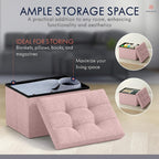 Ornavo Home Small Storage Ottoman Foldable Collapsible Rectangle Linen Ottoman - Image 3