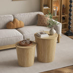 Nesting Coffee Table Set of 2, Round End Table - Image 3