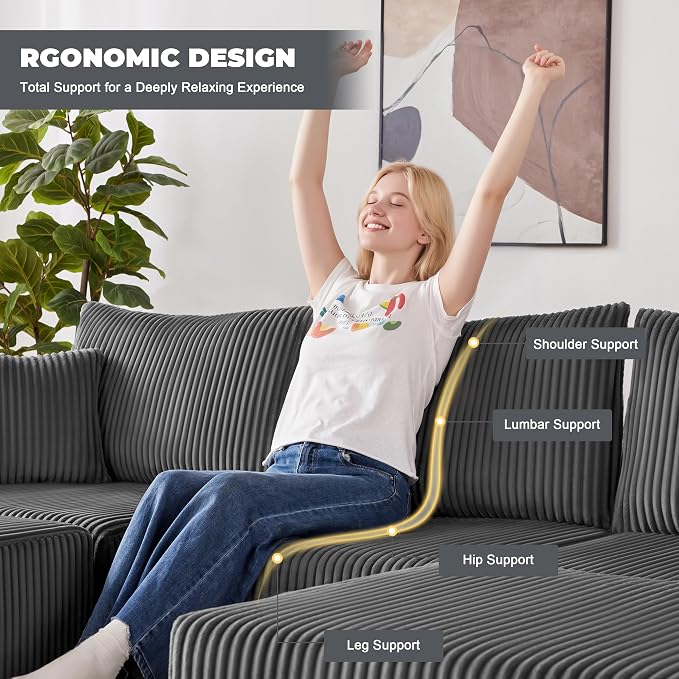 Weture 107" Modular Sectional Sofa, L-Shaped Boneless Couch - Image 8