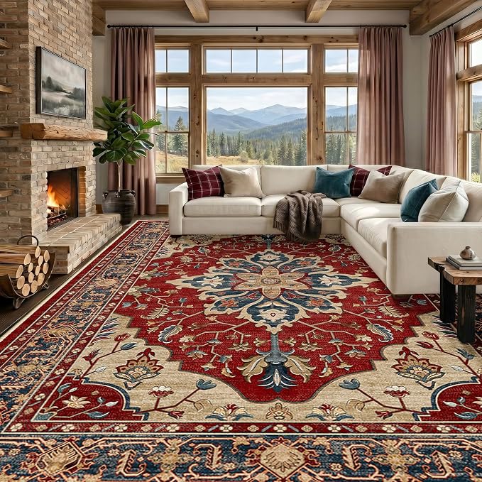 RELEANY Washable Area Rug, Large 10'x12', Water Repellent, Pet Friendly by RELEANY