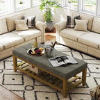 Befurtori Large Rectangular Upholstered Ottoman Bench, Linen Tufted Footrest - Image 4