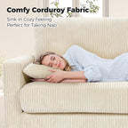 70in Corduroy Couch, Kidirect Sofa No Tool Assembly, Comfy Couches - Image 2