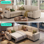 LINSY HOME Sectional Sofa with Pull Out Bed, 5 Seats Corduroy Reversible - Image 4