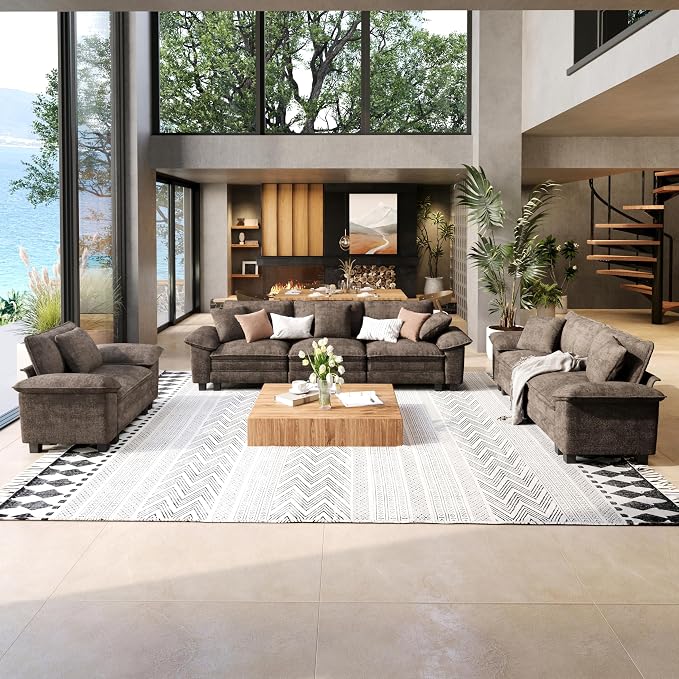SUNSHINE VALLEY 3 Piece Living Room Sofa Furniture Set, Chenille Modular by SUNSHINEVALLEY