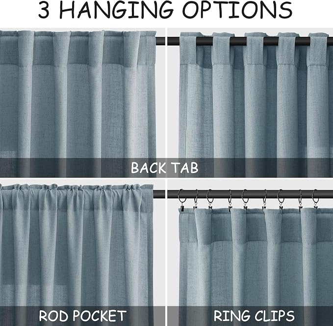 Light Blue Linen Curtains 72 Inch Length - Image 2