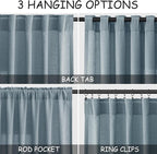 Light Blue Linen Curtains 108 Inches Long - Image 2